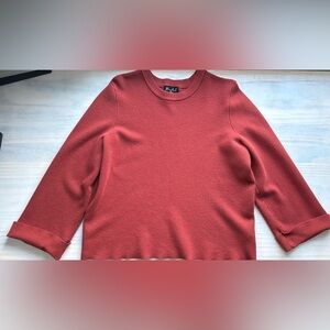 Marled Orange Cuff Sleeve Sweater